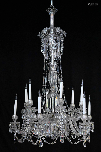 AN IMPRESSIVE LATE 19TH CENTURY TWELVE LIGHT CUT GLASS