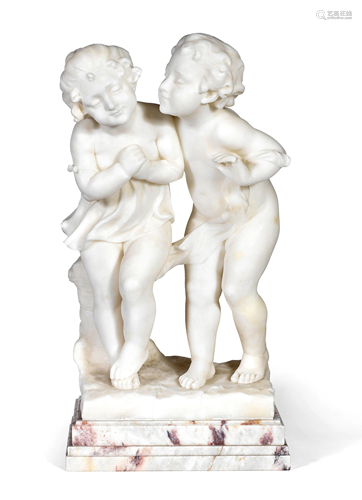 AN EARLY 20TH CENTURY ITALIAN CARVED ALABASTER FIGURAL