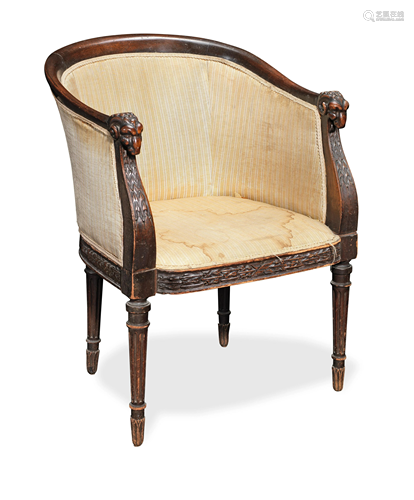 A VICTORIAN TUB BACK OR 'CURULE' BERGERE