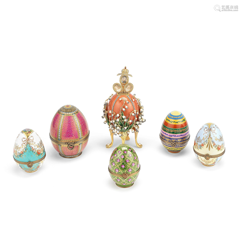 A COLLECTION OF SIX FABERGE AND RUSSIAN STYLE