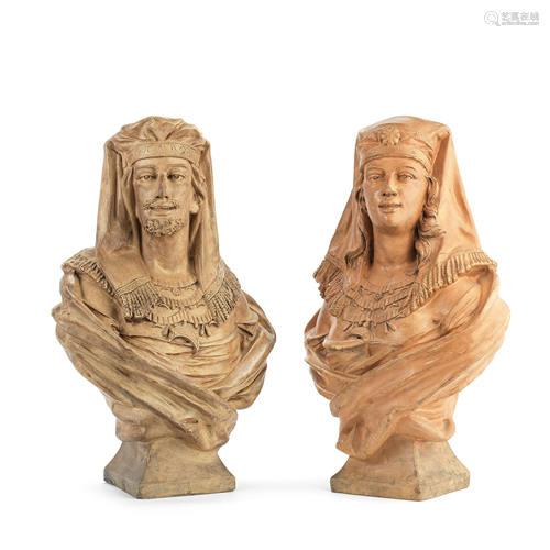 A PAIR OF LATE 19TH CENTURY FRENCH TERRACOTTA BUSTS OF