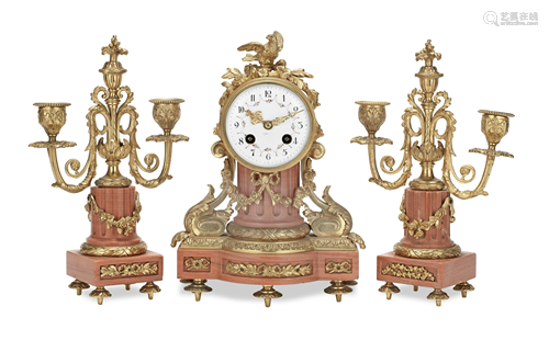 AN EARLY 20TH CENTURY FRENCH GILT BRONZE AND PINK