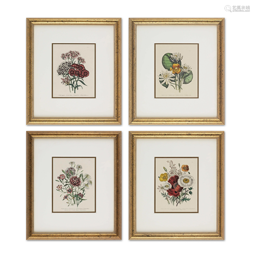 A SET OF TWELVE LATER FRAMED DECORATIVE HAND COLOU…