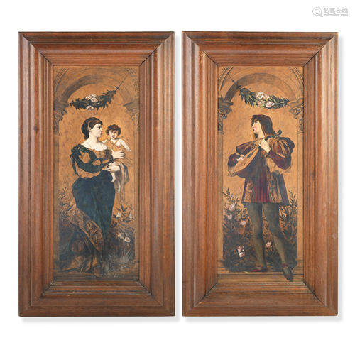 A PAIR OF LATE 19TH CENTURY CONTINENTAL PAINTED WOOD