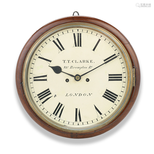 A LATE 19TH CENTURY MAHOGANY WALL CLOCK