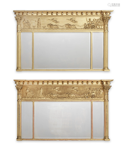 A PAIR OF 19TH CENTURY GILTWOOD AND GILT COMPOSITION