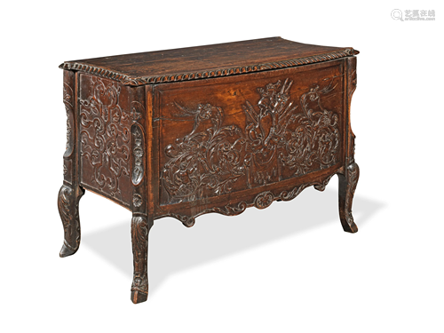 A FRENCH CARVED STAINED BEECH BOWFRONT 'TROUSSEAU'