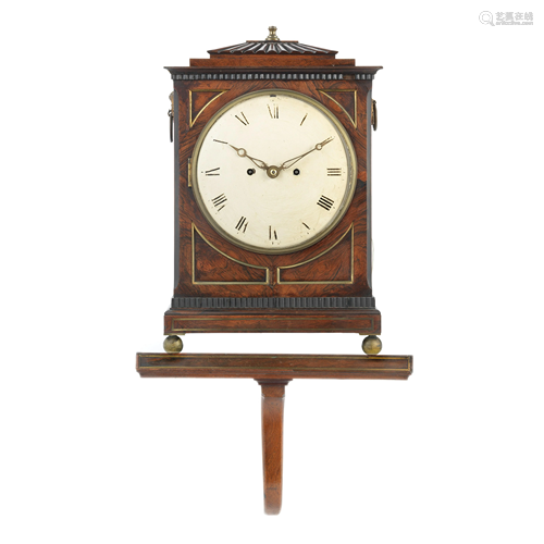 AN EARLY 19TH CENTURY ROSEWOOD, EBONISED AND BRASS