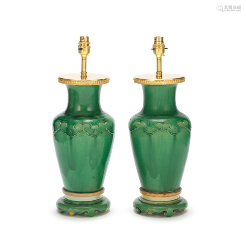 A PAIR OF LATE 19TH / EARLY 20TH CENTURY CHINESE GREEN