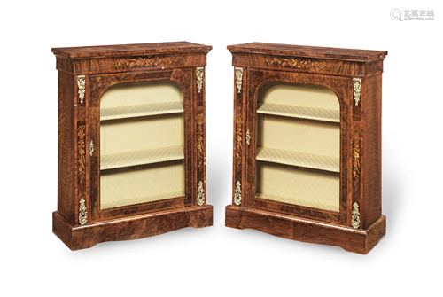 A PAIR OF VICTORIAN FIGURED AND BURR WALNUT, TULIP…