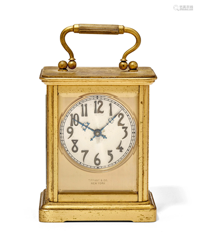 AN EARLY 20TH CENTURY AMERICAN GILT CARRIAGE TIMEPIECE