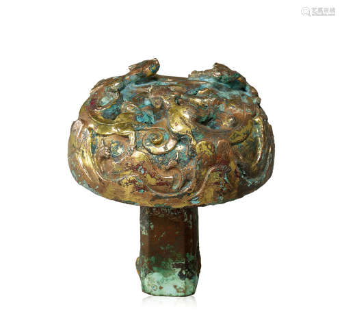 漢代 銅鎏金螭龍紋車軸