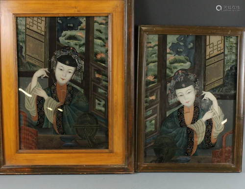 Two Chinese 'Madam' Reverse Glass Paintings