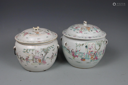 Two Famille-Rose Jars and Covers, Qing Dynasty