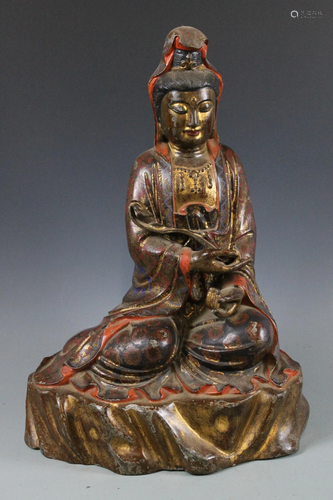 A Gilt-Bronze Figure of Guanyin