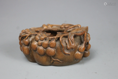 A Carved Bamboo 'Double-Gourd' Waterpot, Qing Dynasty