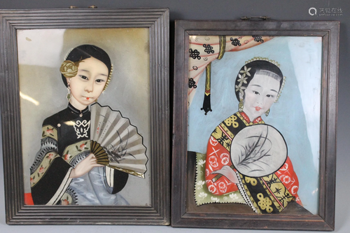 Two Chinese 'Madam' Reverse Glass Paintings