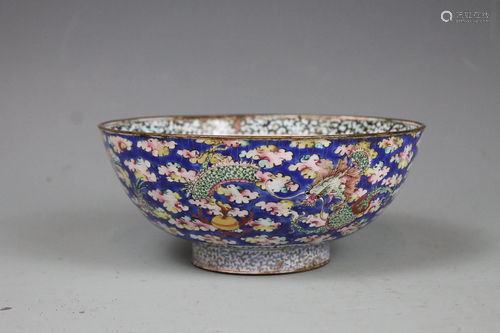 A Cloisonne Enamel 'Dragon' Bowl, Qing Dynasty