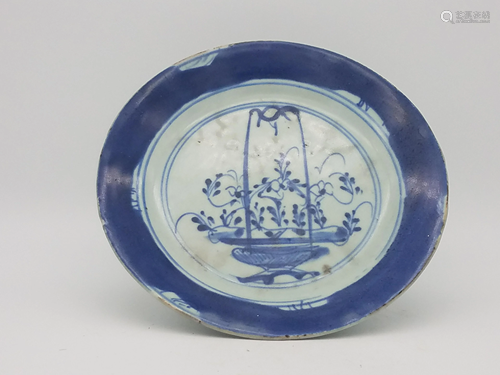 A Blue and White Dish, Qing Dynasty