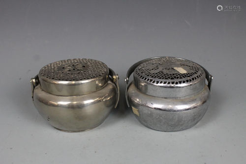 Two Silver-Plated Brass Hand Warmers