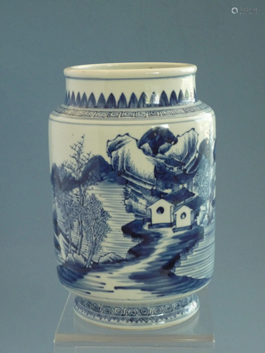 A Blue and White Lantern Vase, Qing Dynasty