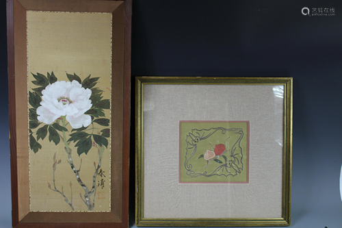 A 'Floral' Painting and A Chinese Embroidery