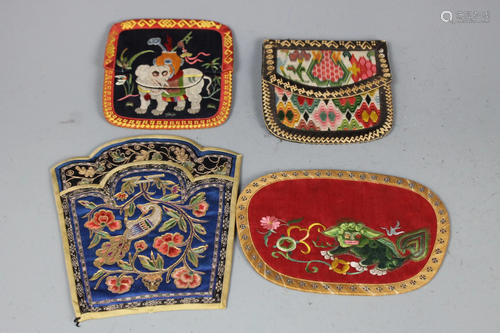 Four Chinese Embroidery Purses, Republic of China