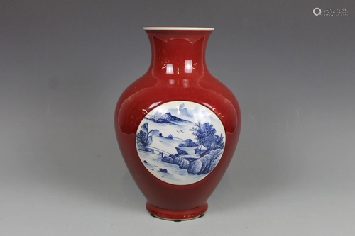 A Sacrificial-Red 'Landscape' Vase