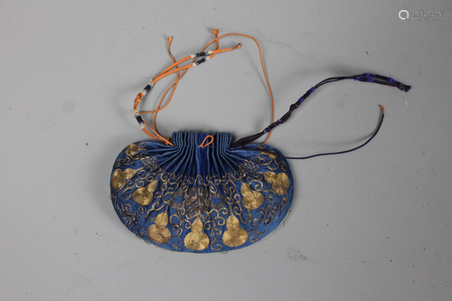 A Chinese Imperial Embroidery Pomander, Qing Dynasty