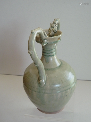 A Ming-Style Celadon-Glazed Double-Handled Vessel