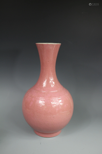 A Rouge-Red-Glazed Bottle Vase, Qing Dynasty