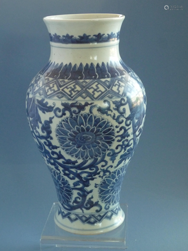 A Blue and White Vase, Qing Dynasty