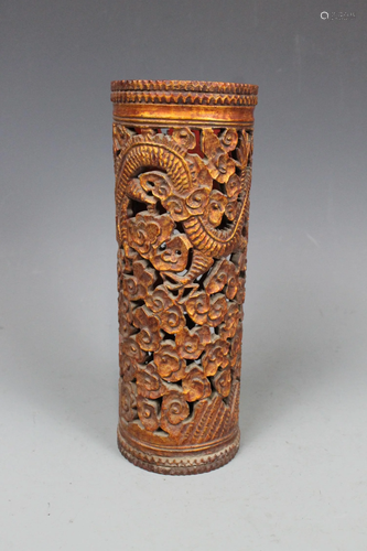 A Carved Bamboo 'Dragon' Brushpot