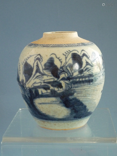 A Small Blue and White Jar, Qing Dynasty