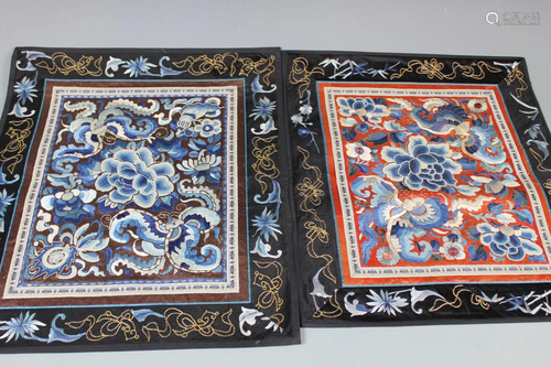 A Group of Two Chinese Embroidery, Qing Dynasty