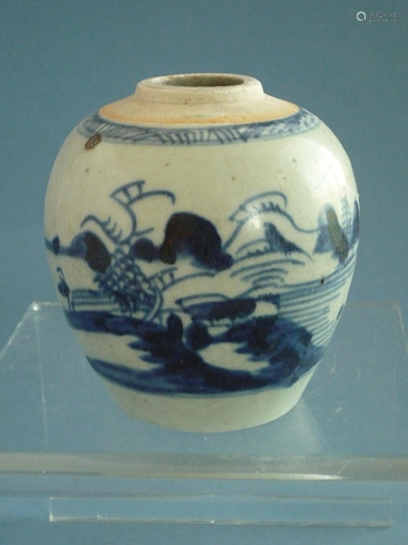 A Blue and White 'Landscape' Jar, Qing Dynasty