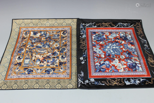 A Group of Two Chinese Embroidery, Qing Dynasty