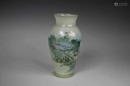 A Peking Glass Inside-Painted Vase, Qing Dynasty