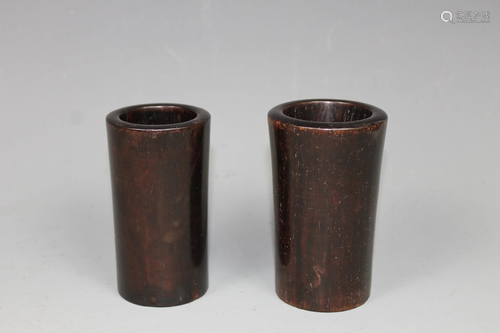 Two Zitan Brushpots, Qing Dynasty