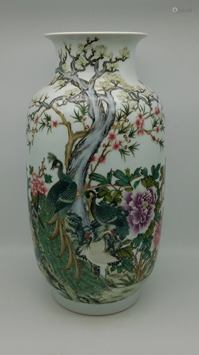 A Famille-Rose Vase, Mark Qianlong