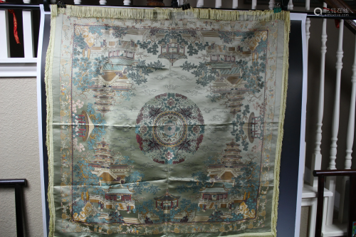 A Fine Chinese Silk Embroidery Table Cloth