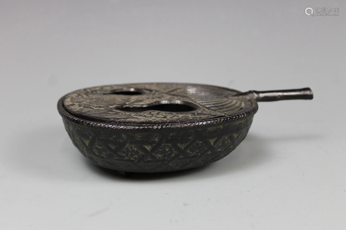 A Japan Carved Iron Incense Burner