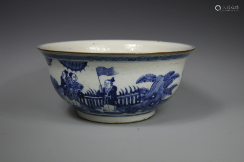 A Large Blue and White Bowl, 18-19th Century
