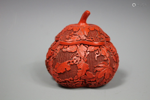 A Cinnabar Lacquered Jar with Cover