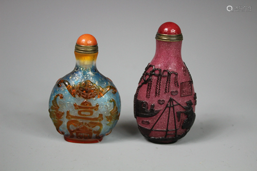 Two Peking Glass Snuff Bottles, Qing Dynasty