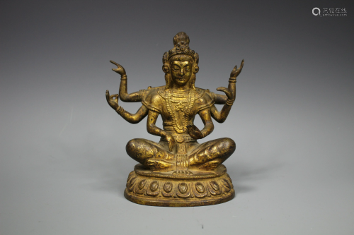 A Gilt-Bronze Figure of Buddha Shakyamuni, 18th Century