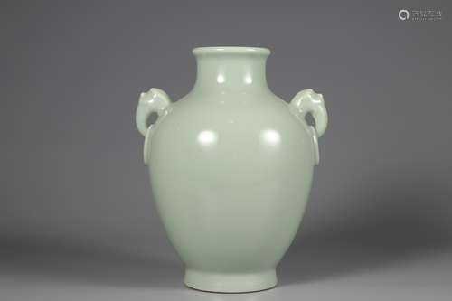 Qing Dynasty Douqing glazed double ear bottle