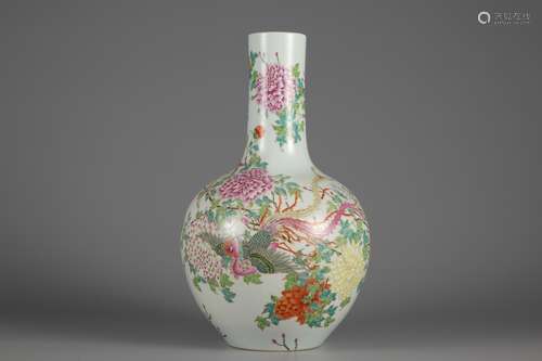 Qing Dynasty pastel flower phoenix pattern celestial vase