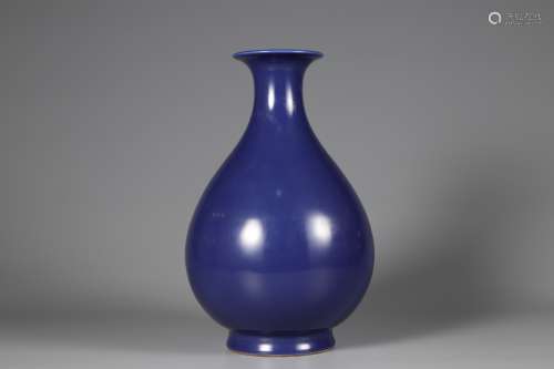 Qing Dynasty blue glazed jade pot spring bottle