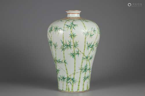 Pastel bamboo plum vase in Qing Dynasty
